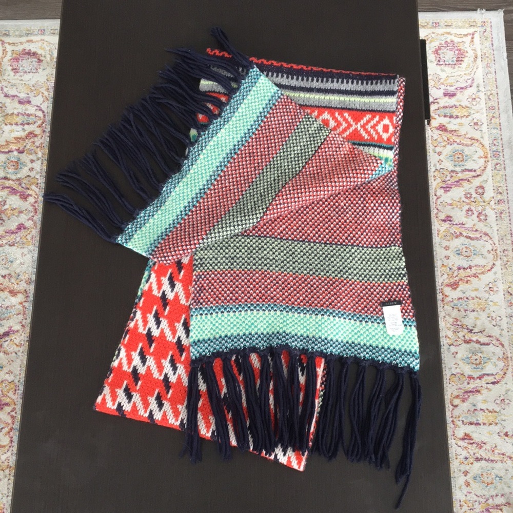 JCrew Knit Scarf with Blue Tassels